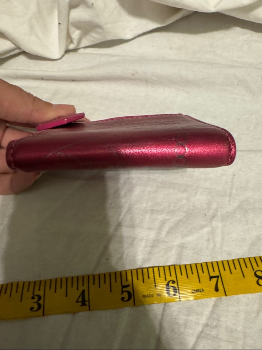 Coach Metallic Fuchsia Leather Zip Card Case - Picture 5 of 7